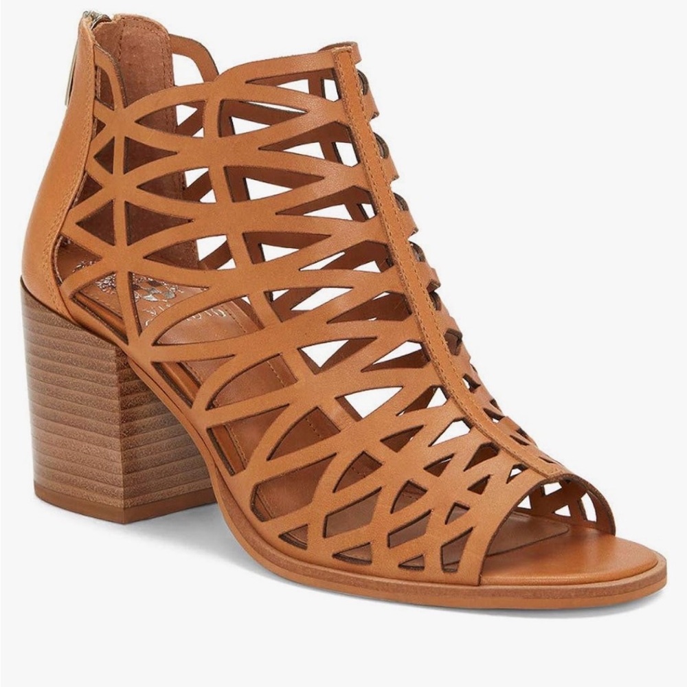 Vince Camuto Women's Tan Cutout Block Heel Sandals size 9m